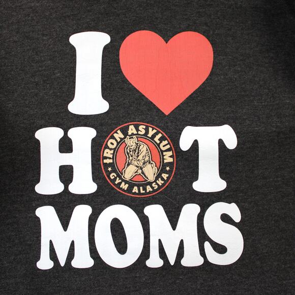Iron Asylum Mens XL Alaska Gym Charcoal Gray Hoodie I Love Hot Moms Workout - Picture 3 of 11